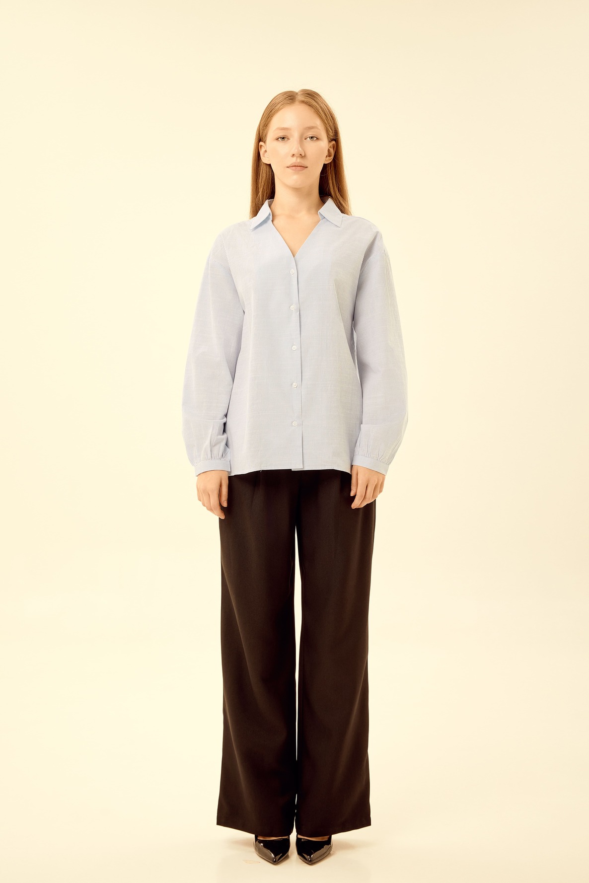 Рубашка бело-голубая полоска для женщин 45237D-47 66