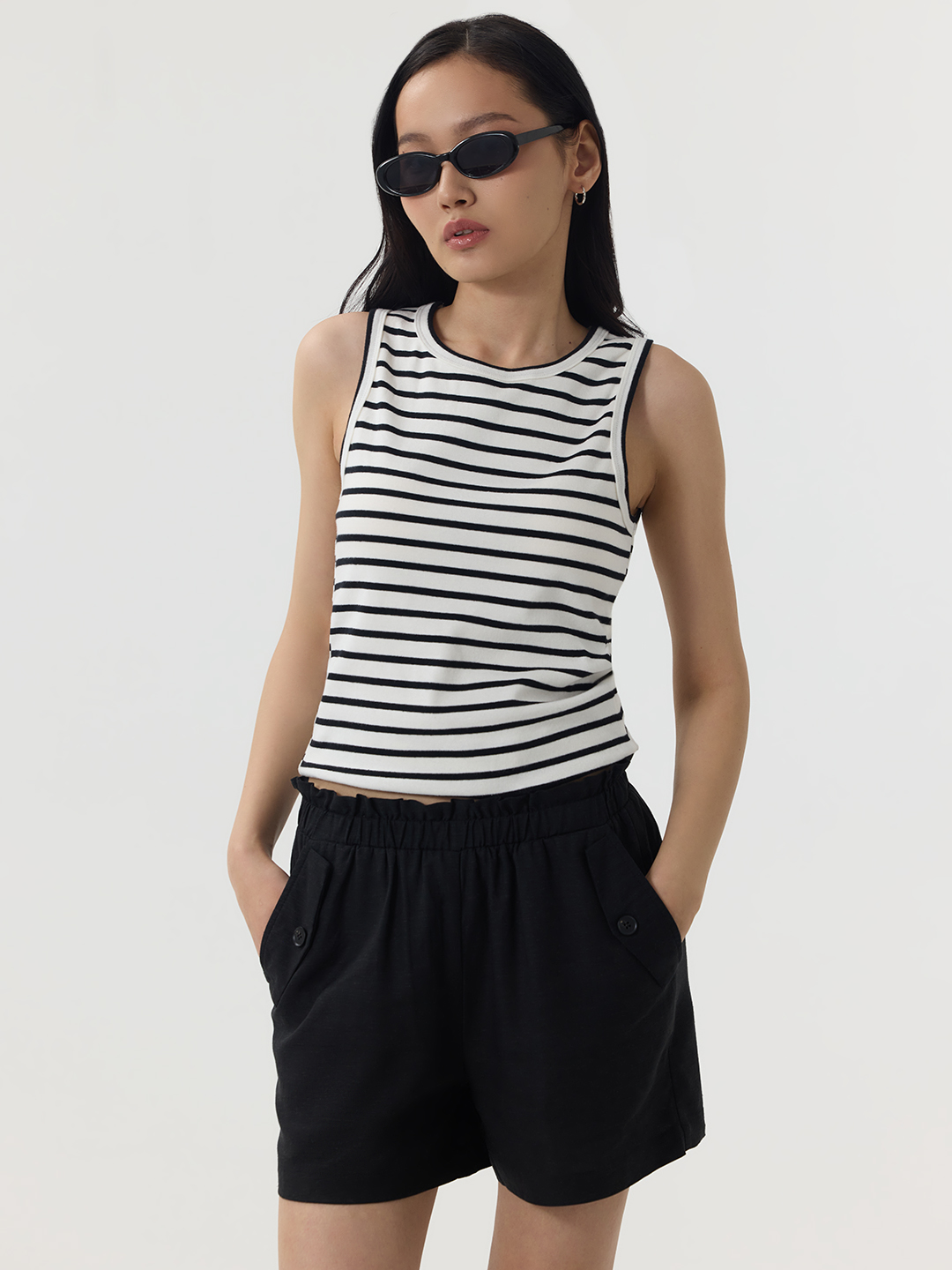 Топ бело-черная полоска для женщин 49178-46 46