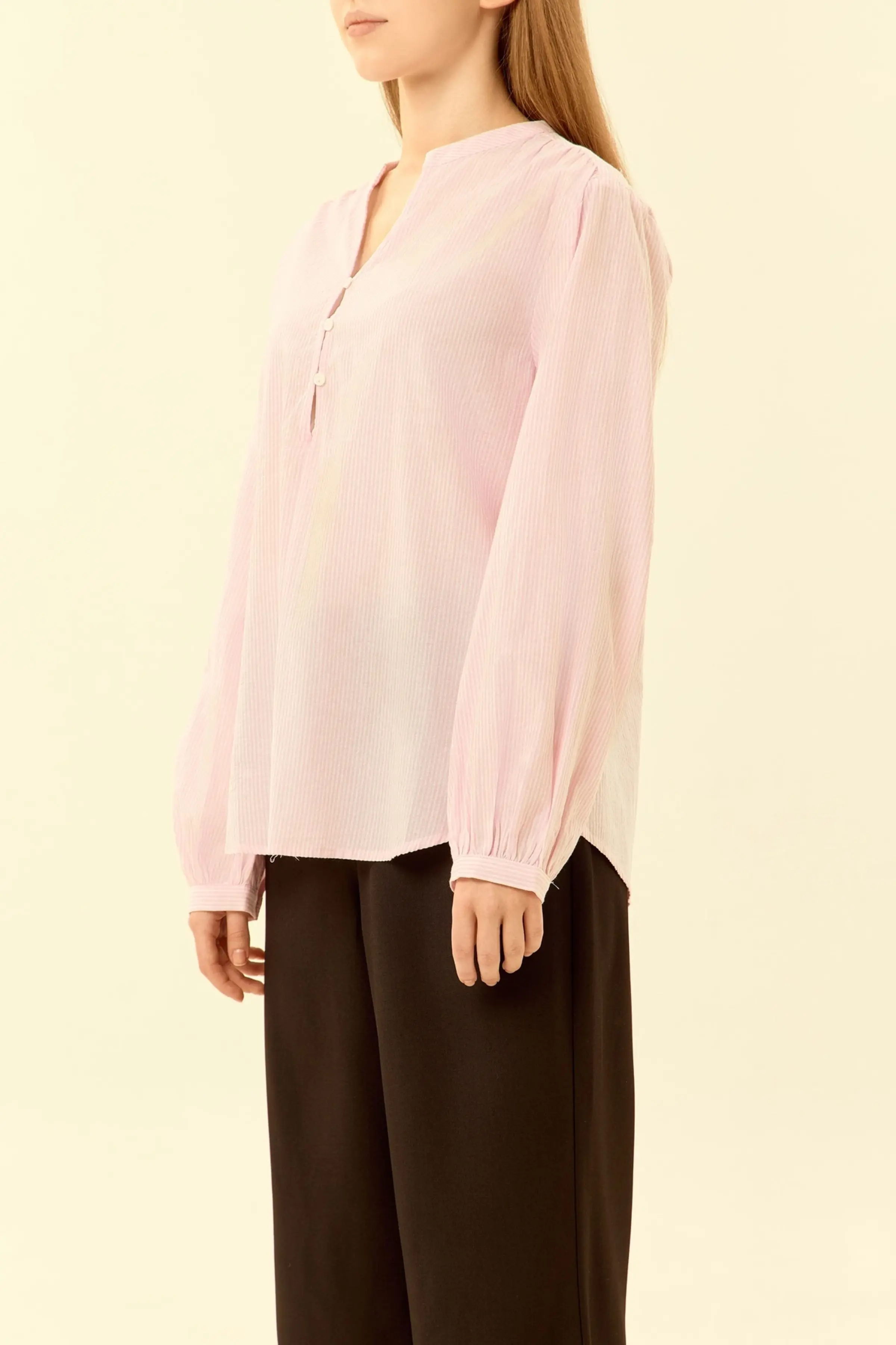 Блузка бело-розовая полоска для женщин 46251-51 28