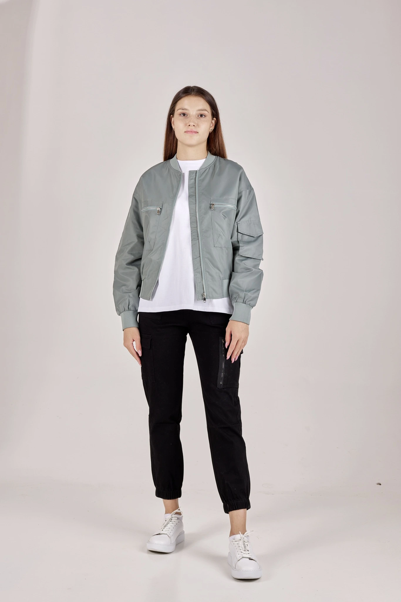 Бомбер зеленый для женщин 351/430/30163-34 70