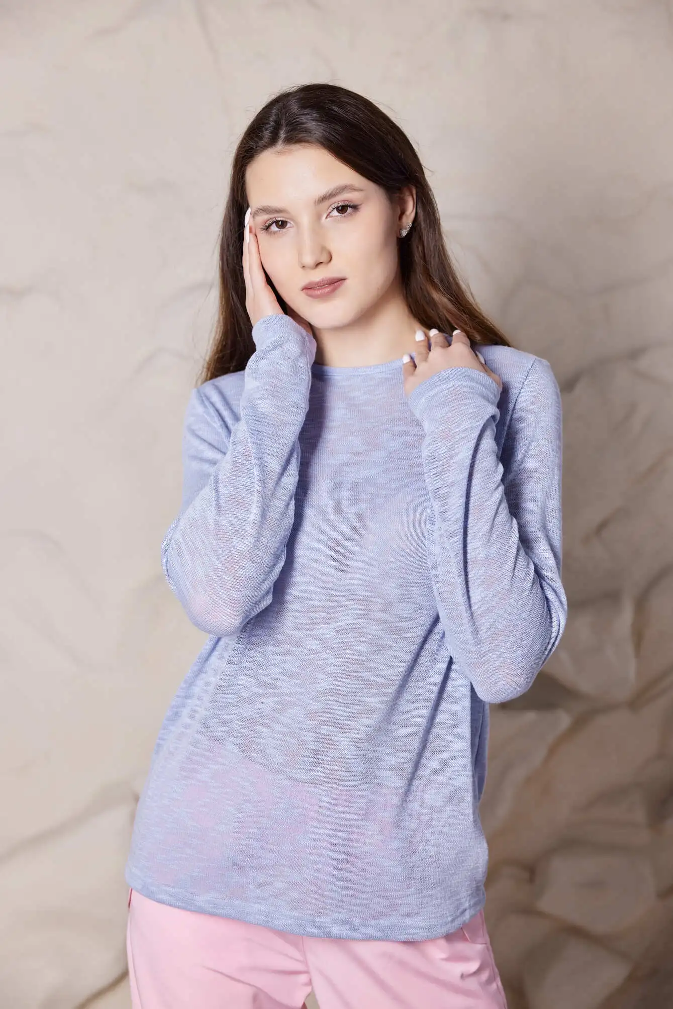 Лонгслив светло-голубой для женщин 40281-25 59