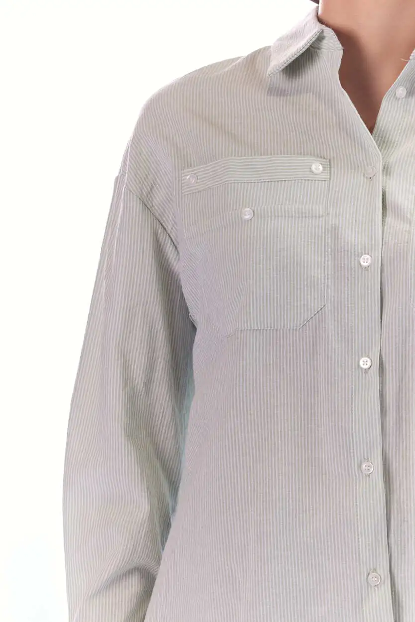 Рубашка бело-зеленая полоска для женщин 44199-52 66