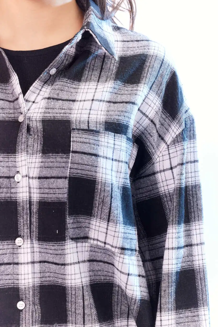 Рубашка черно-белая клетка для женщин 44247-208 66