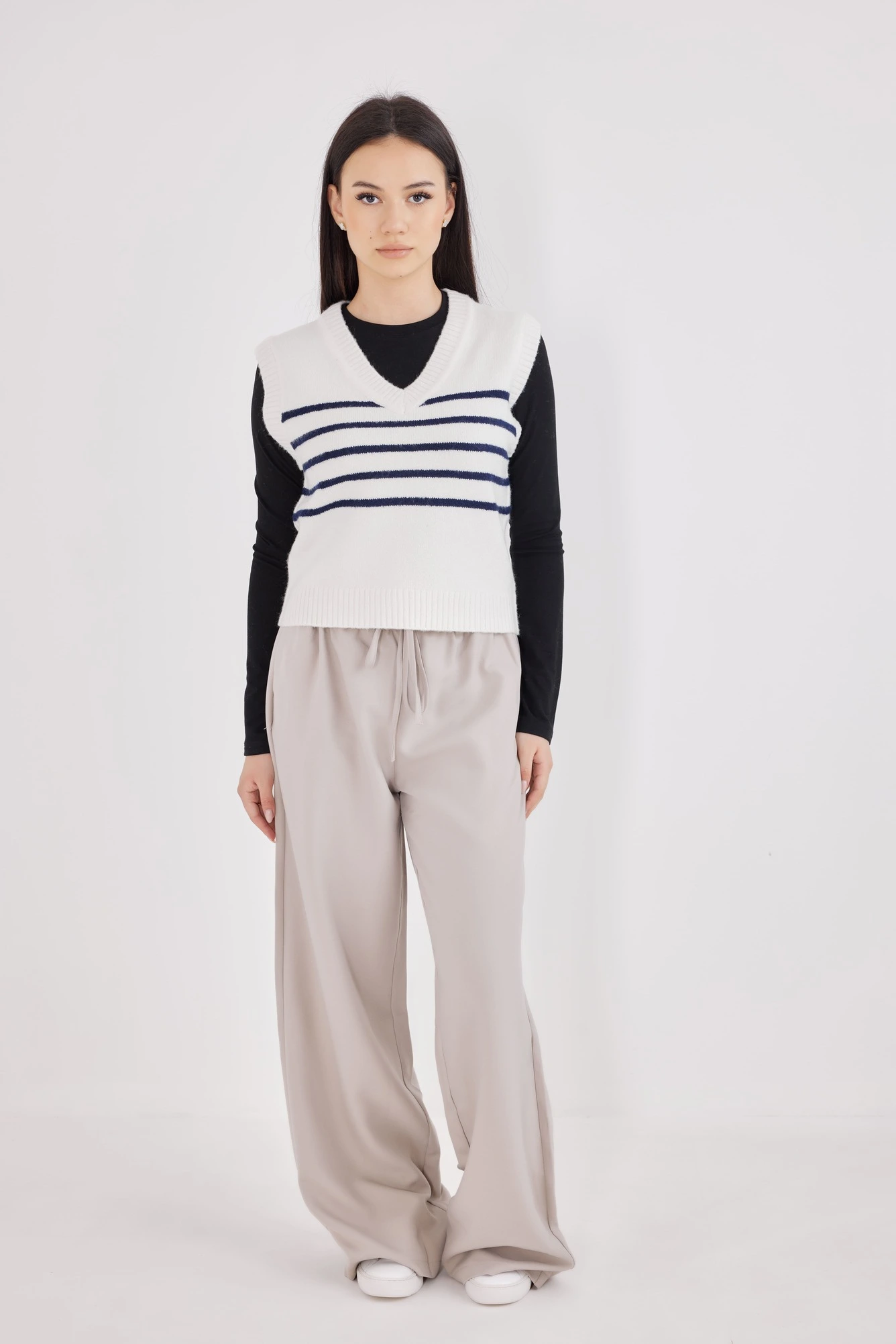 Жилетка бело-синяя полоска для женщин 42115-48 68