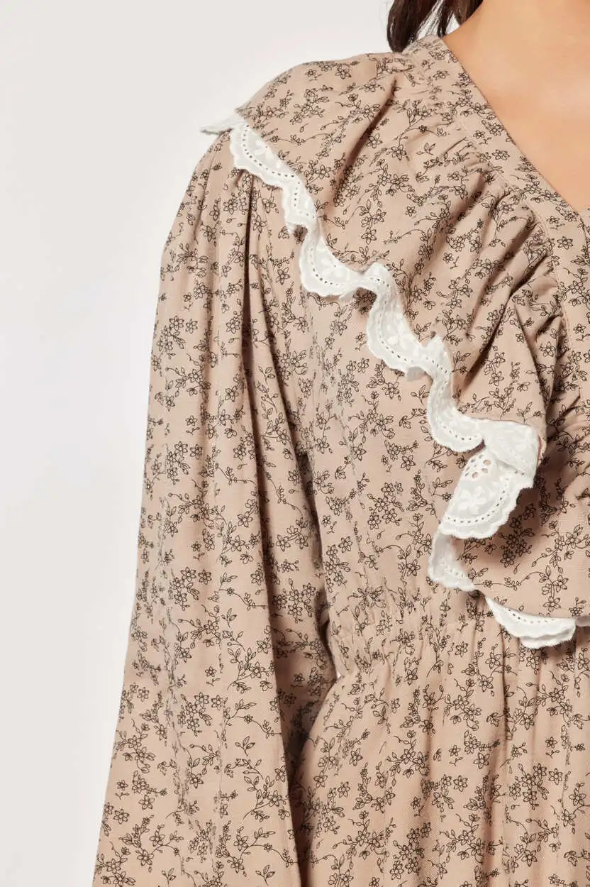 Платье бежевый в цветочек для женщин 44221-130 54