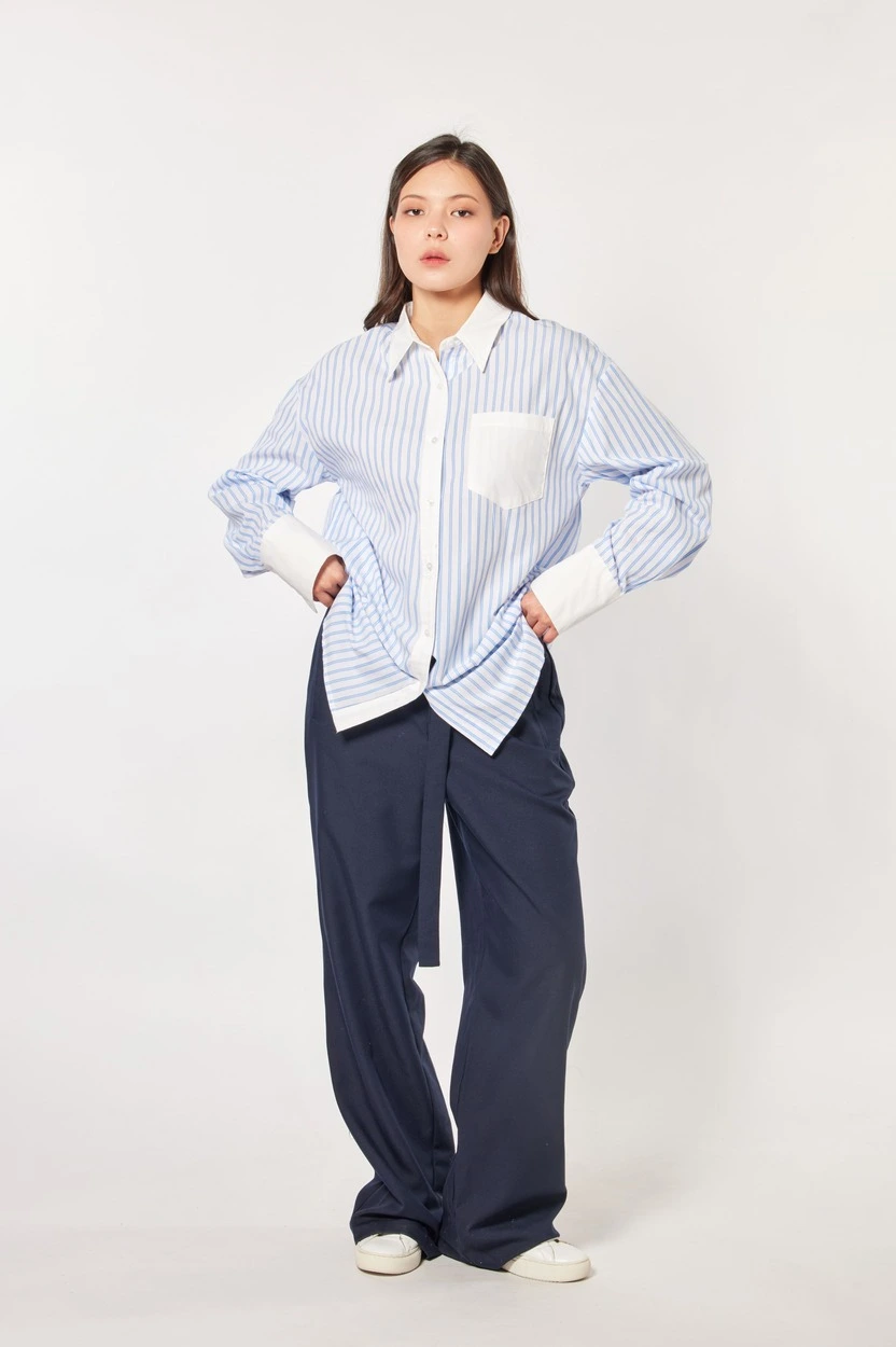 Рубашка бело-голубая полоска для женщин 44249-47 66