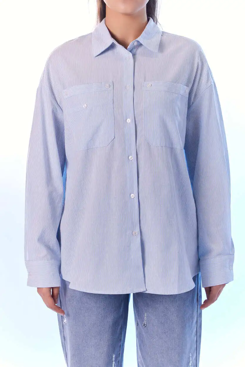 Рубашка бело-синяя полоска для женщин 44199-48 66