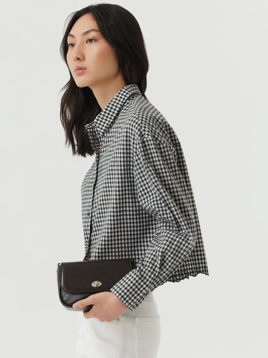 Рубашка бело-черная клетка для женщин 48256-56 66