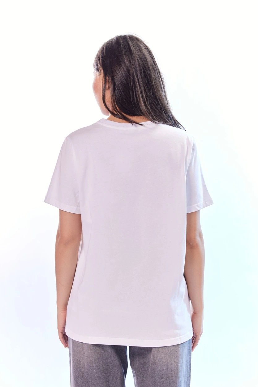 Футболка белый с фиолетовым принтом для женщин 44282-278 67