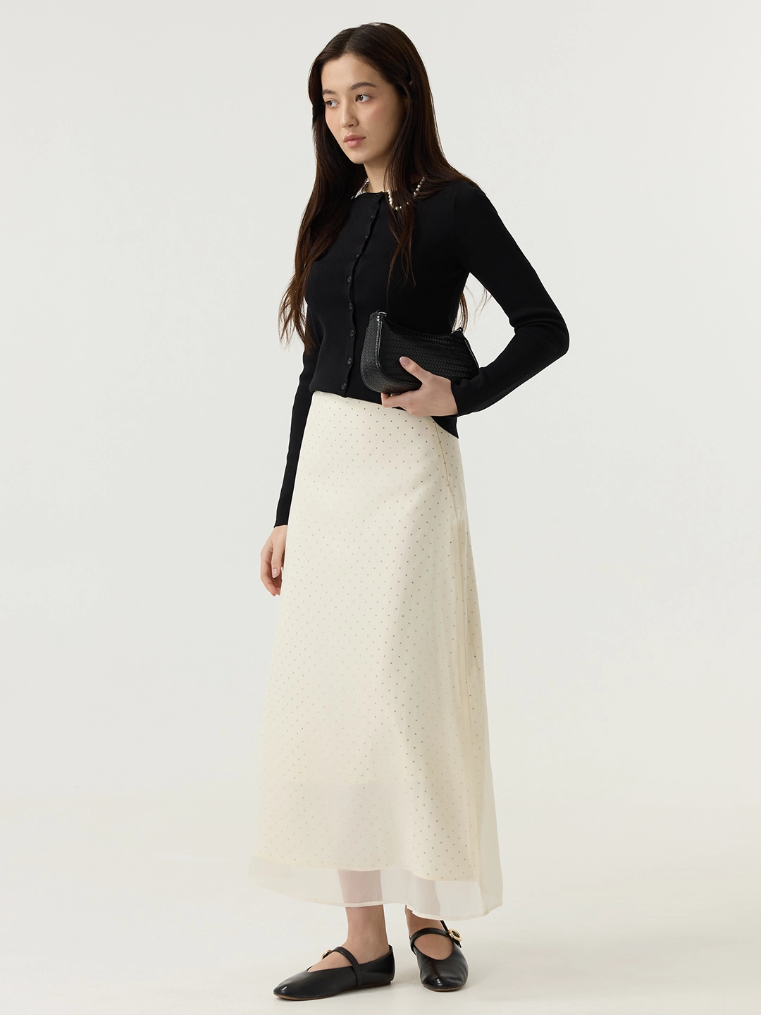 Юбка белый в черный горошек  для женщин 48220-297 52