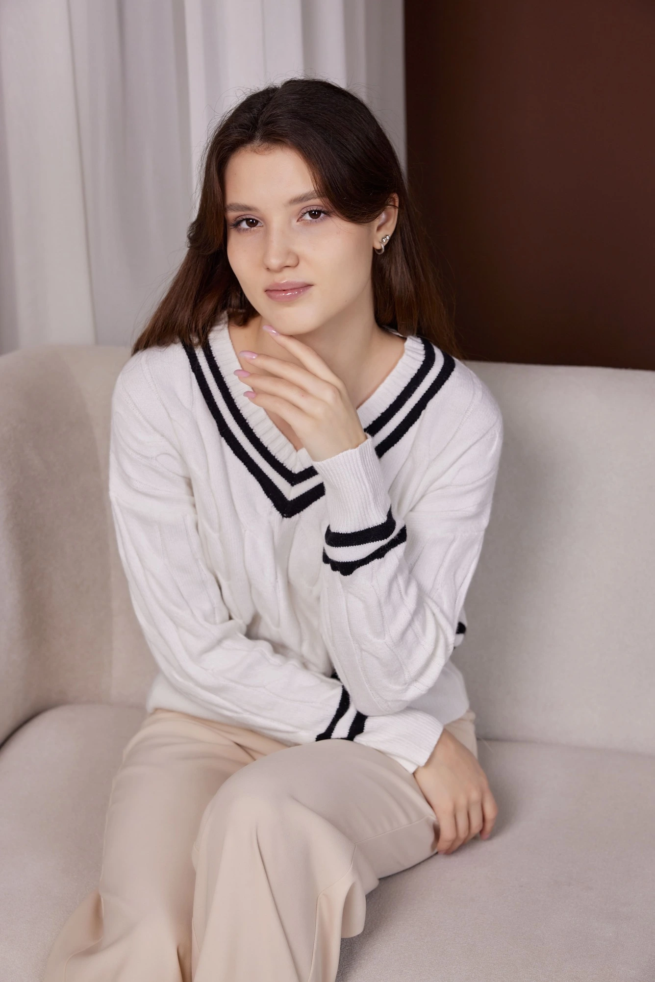 Джемпер черно-белый для женщин 40105-109 60