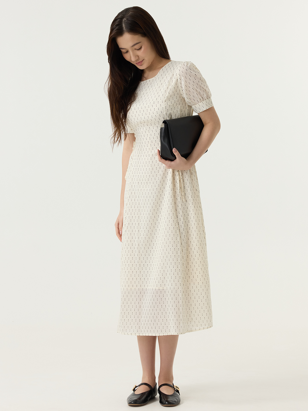Платье белый в черный горошек  для женщин 48216-297 54
