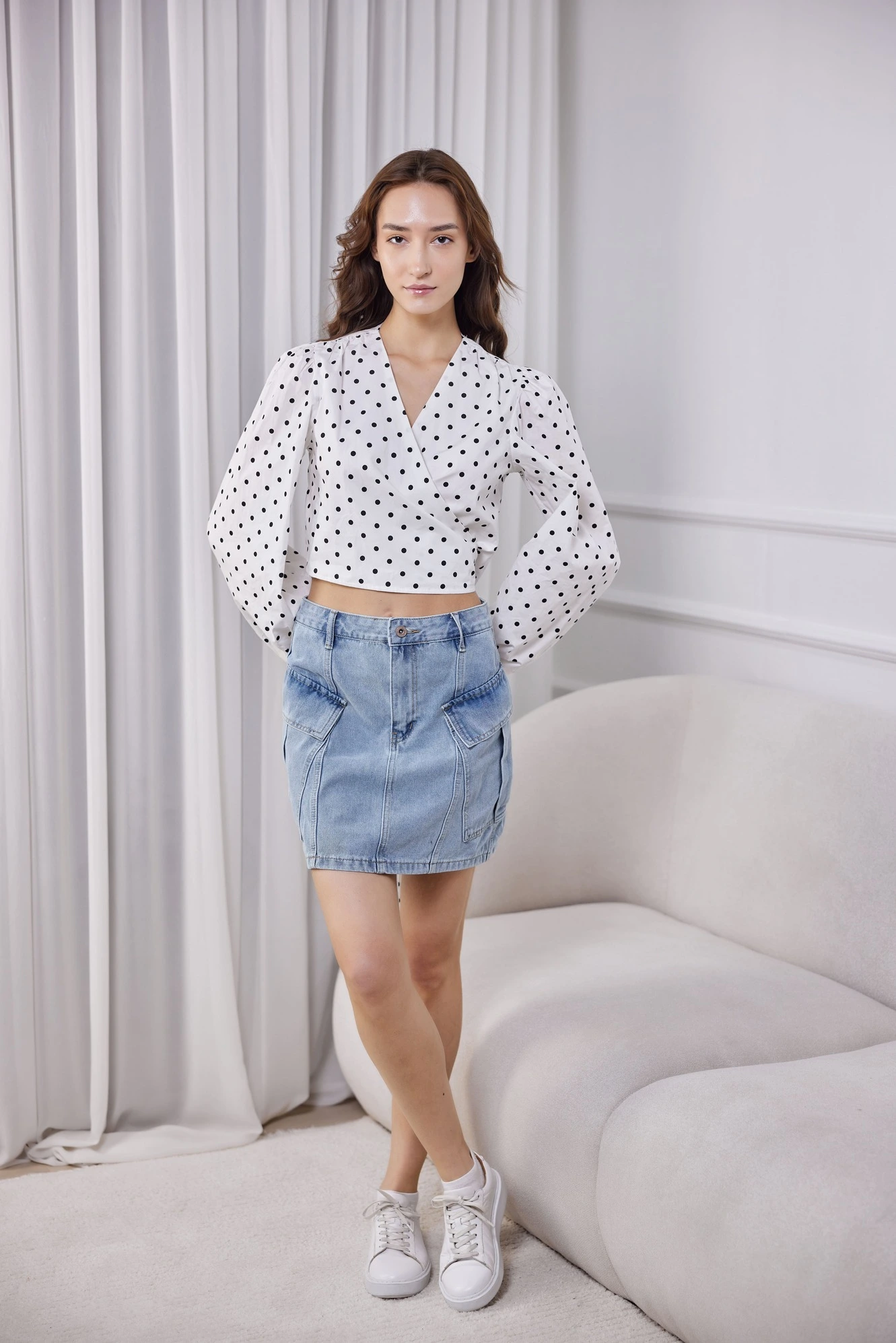 Блузка черный горошек для женщин 41118-60 28