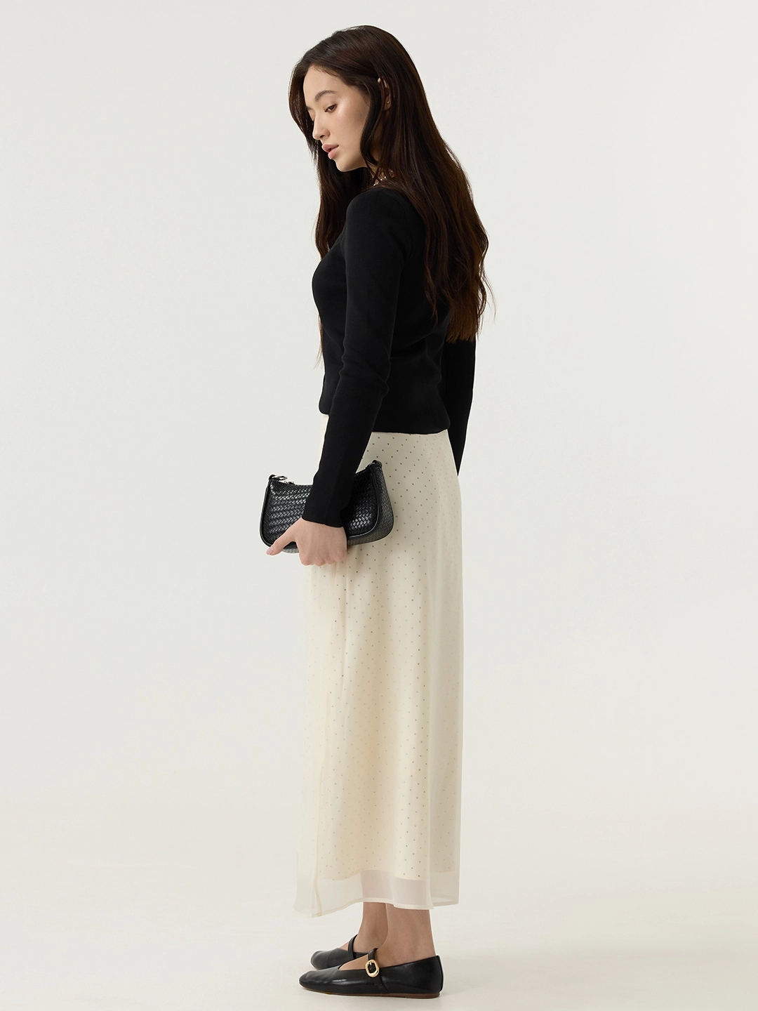 Юбка белый в черный горошек  для женщин 48220-297 52