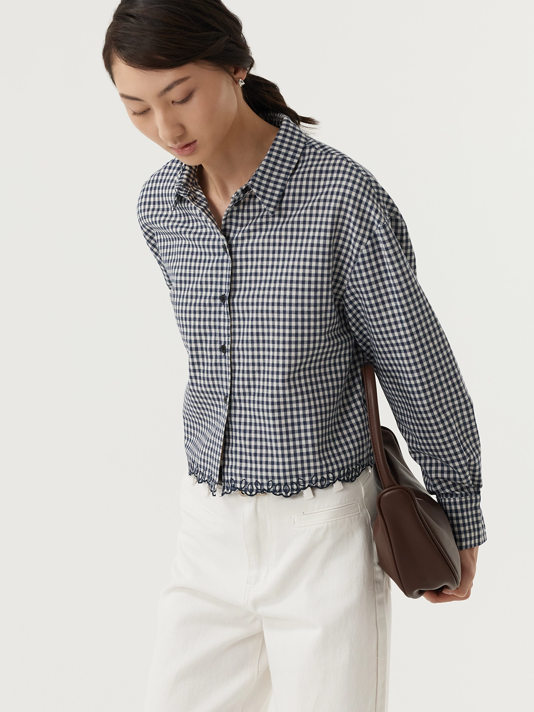 Рубашка бело-синяя клетка для женщин 48256-103 66