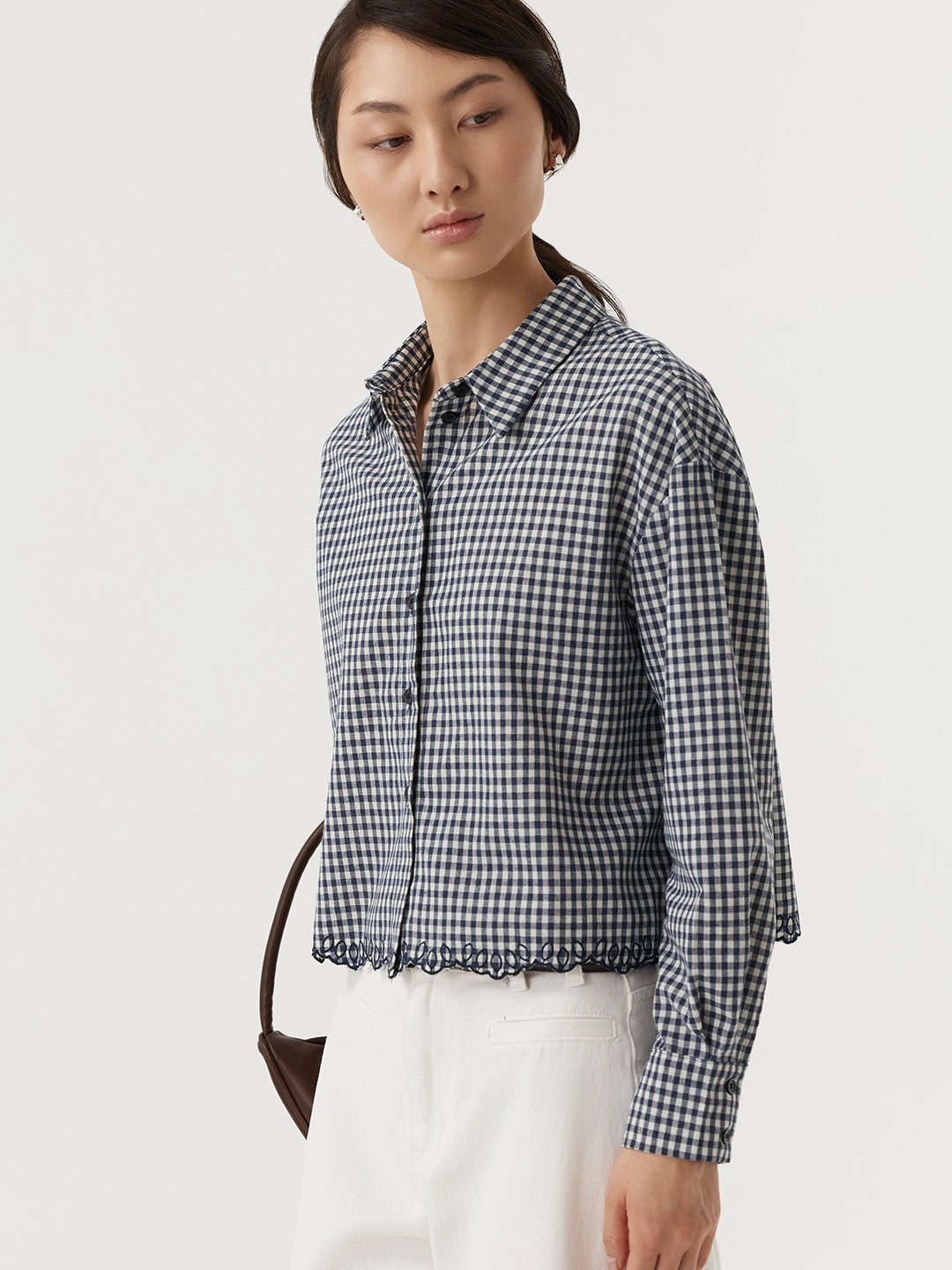 Рубашка бело-синяя клетка для женщин 48256-103 66