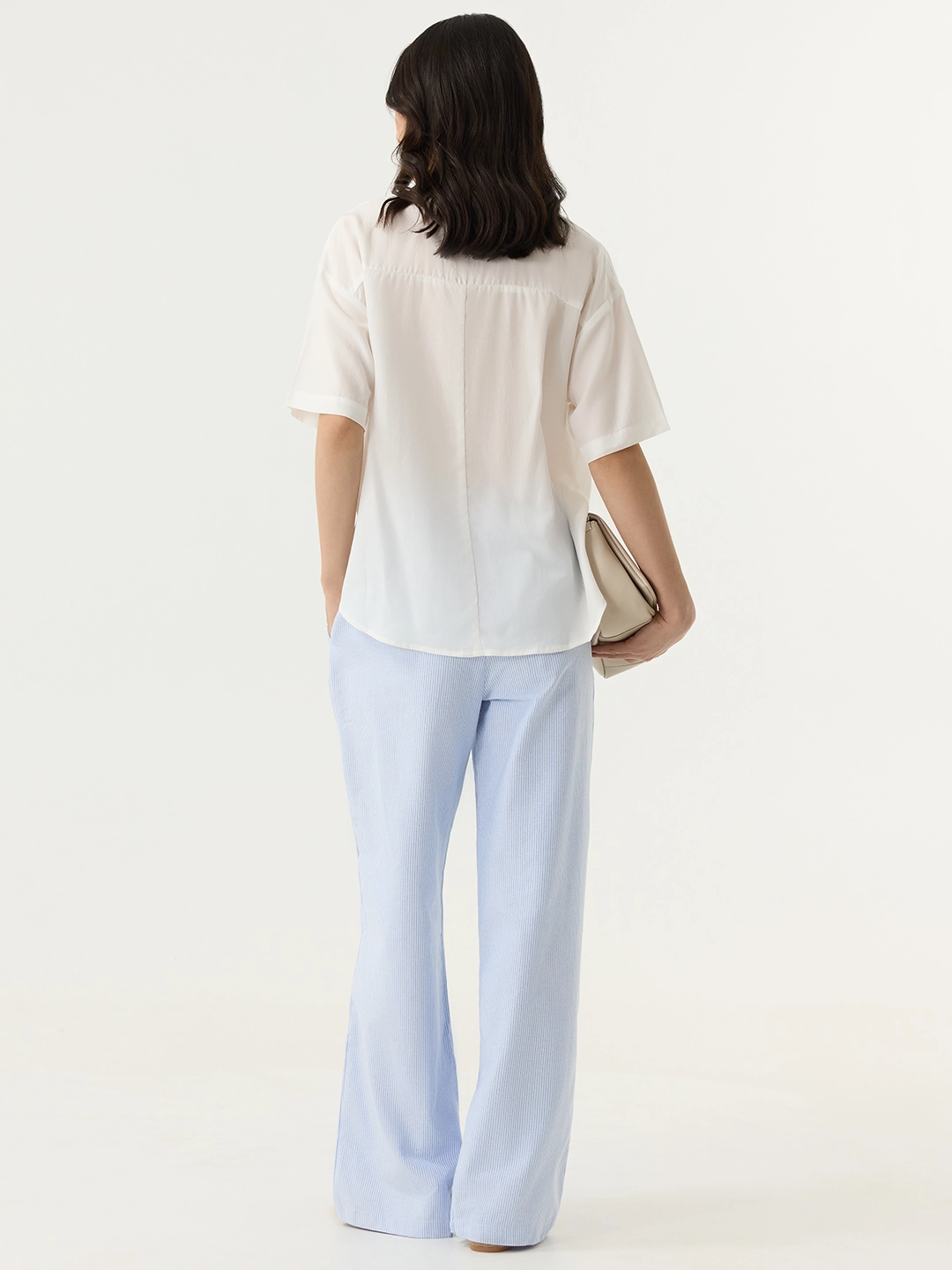 Брюки бело-голубая полоска для женщин 48335-47 71