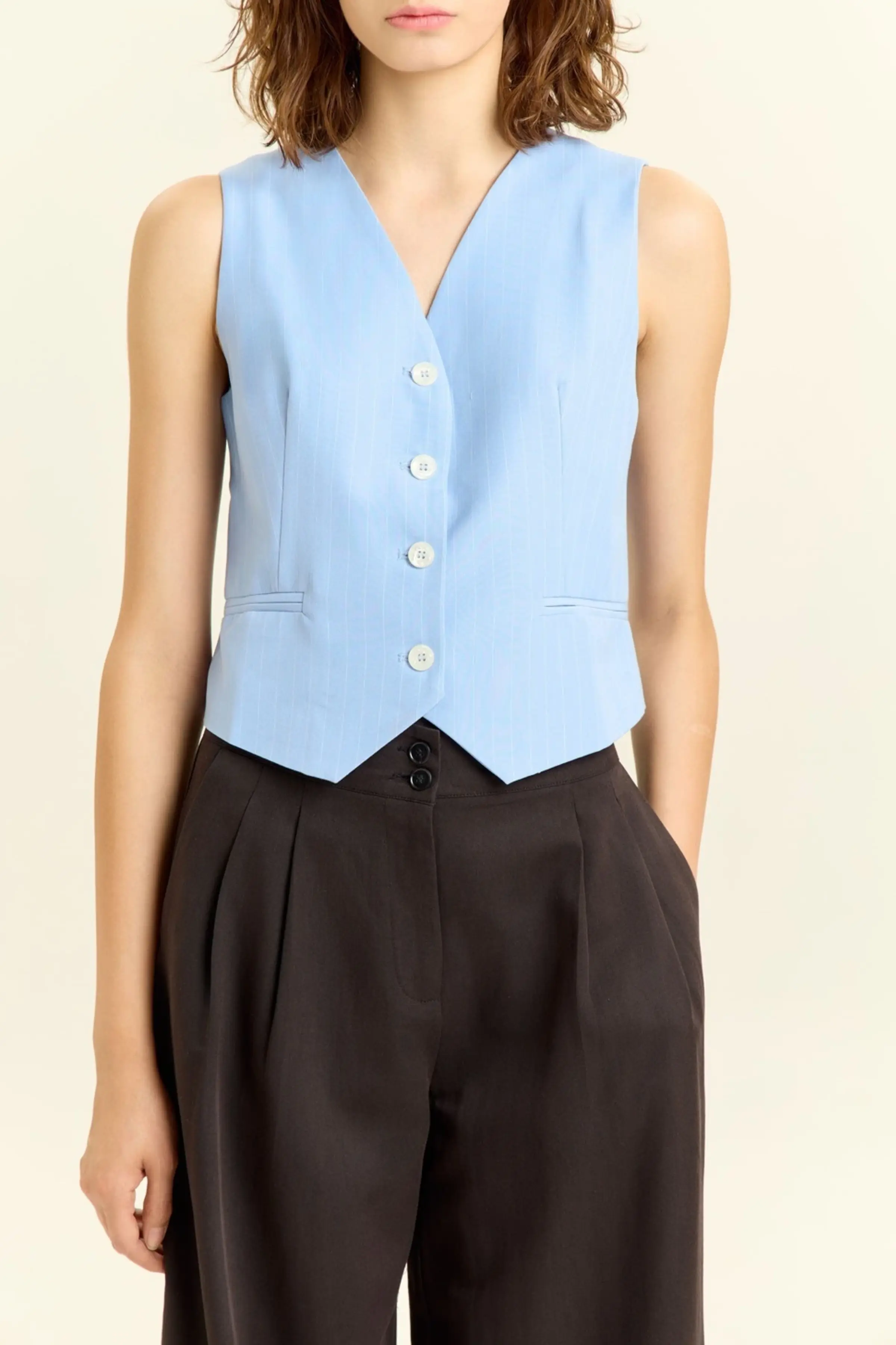 Жилетка бело-голубая полоска для женщин 45108-47 68