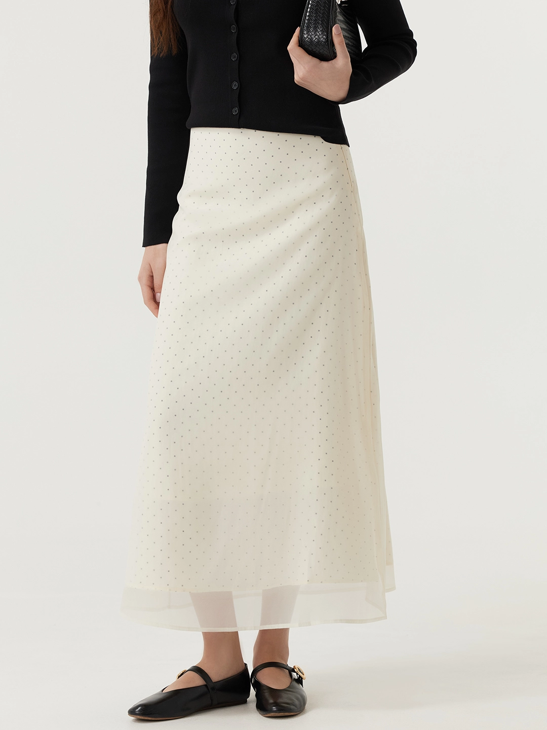 Юбка белый в черный горошек  для женщин 48220-297 52