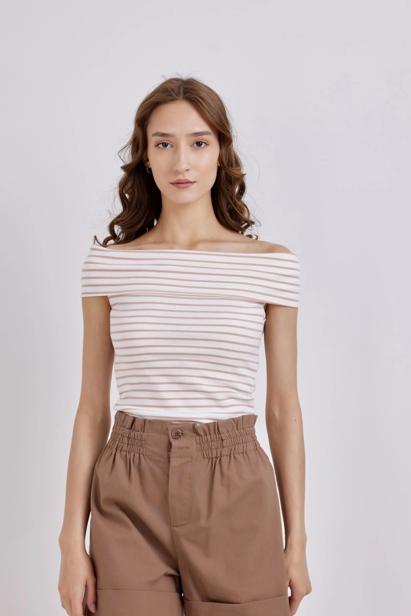 Футболка бело-розовая полоска для женщин 41133-51 67