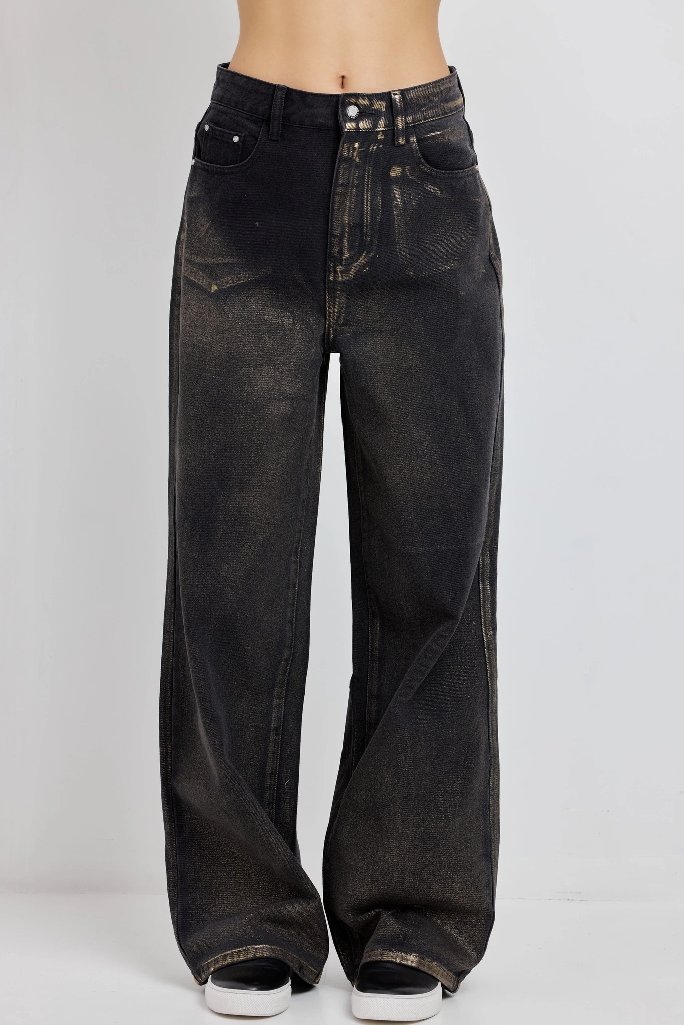 Джинсы черный с золотом для женщин 42135-274 74