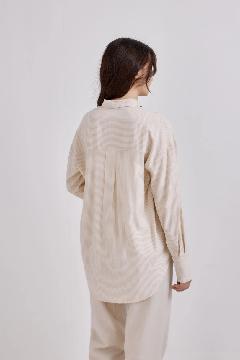 Рубашка бело-бежевая полоска для женщин 41252-92 66