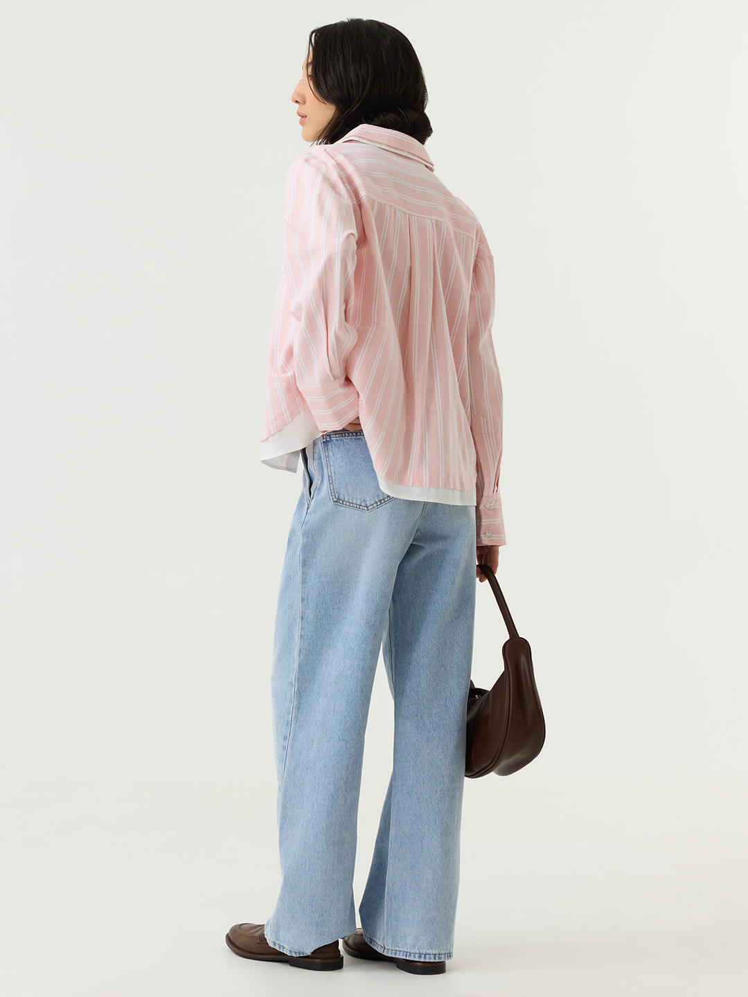 Рубашка бело-розовая полоска для женщин 48250-51 66