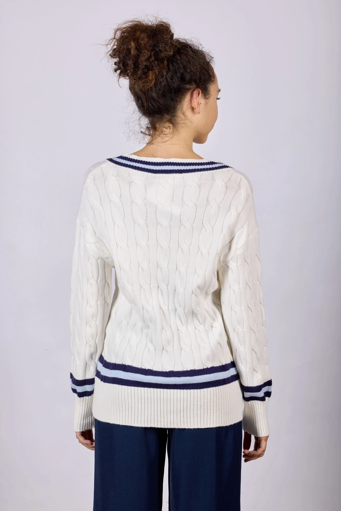 Джемпер бело-синяя полоска для женщин 44105-48 60