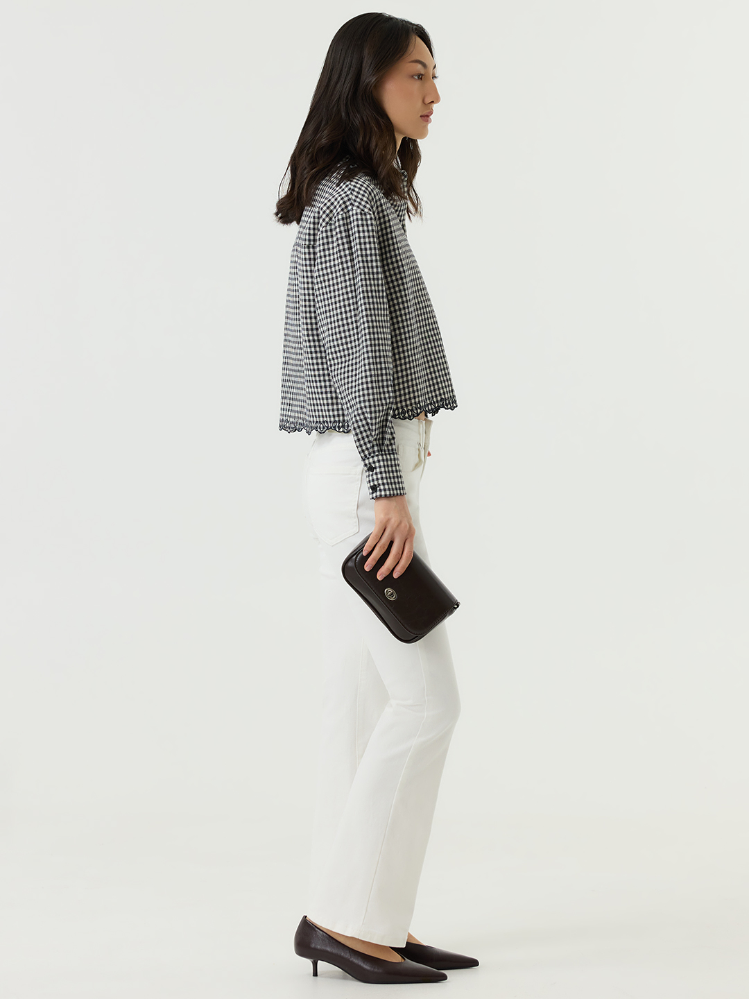 Рубашка бело-черная клетка для женщин 48256-56 66