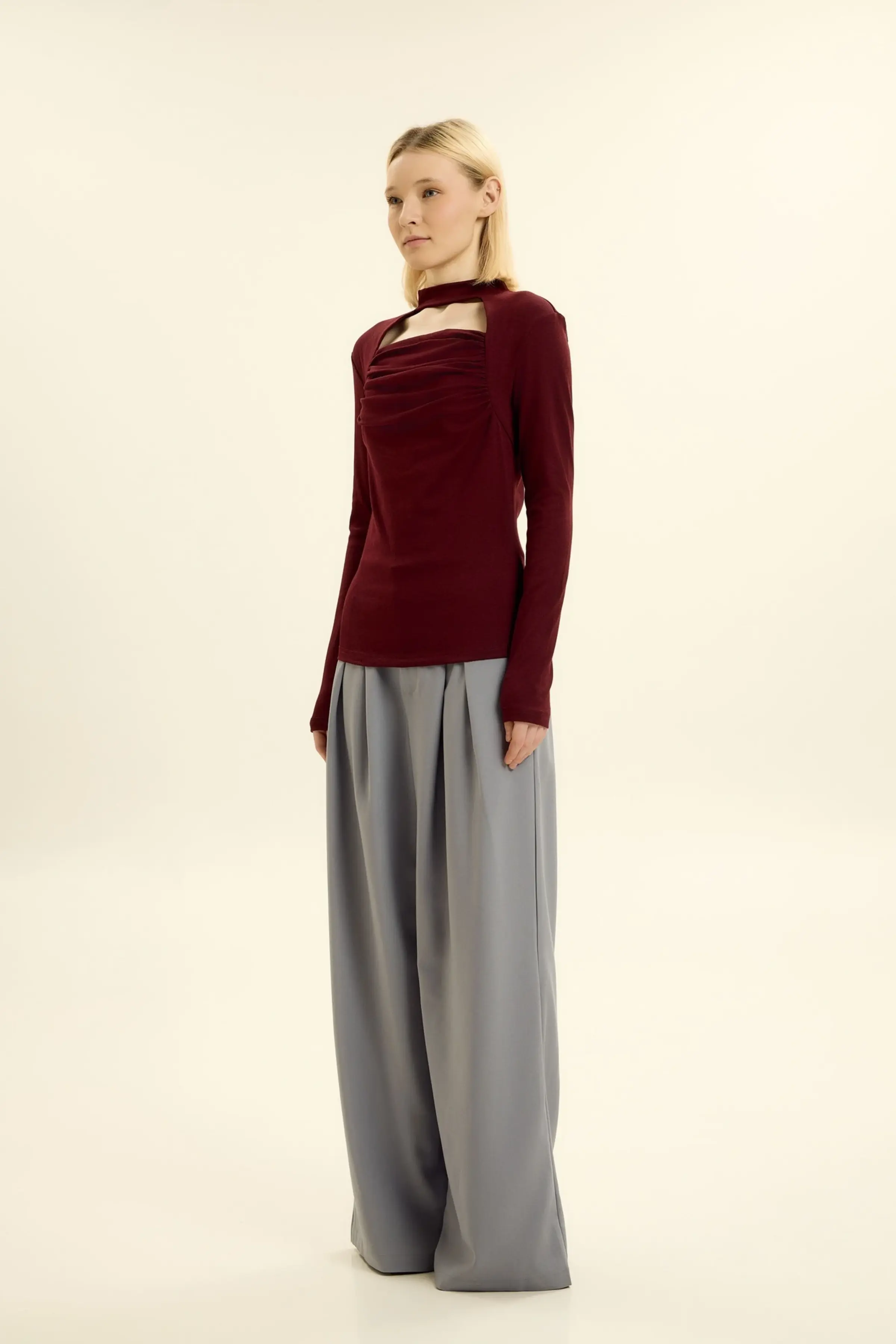 Лонгслив бордовый для женщин 46229-67 59