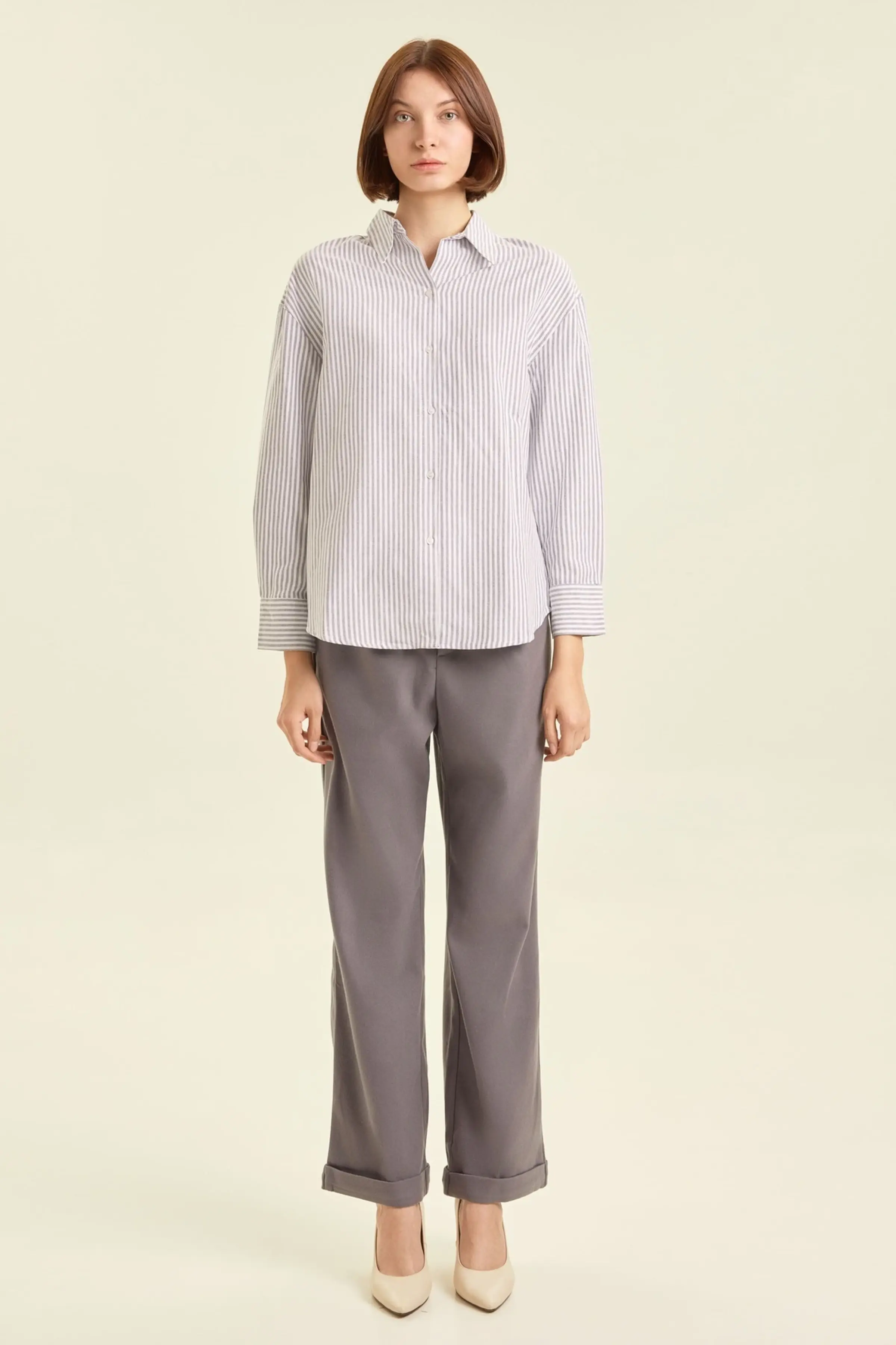 Рубашка бело-синяя полоска для женщин 47246-48 66