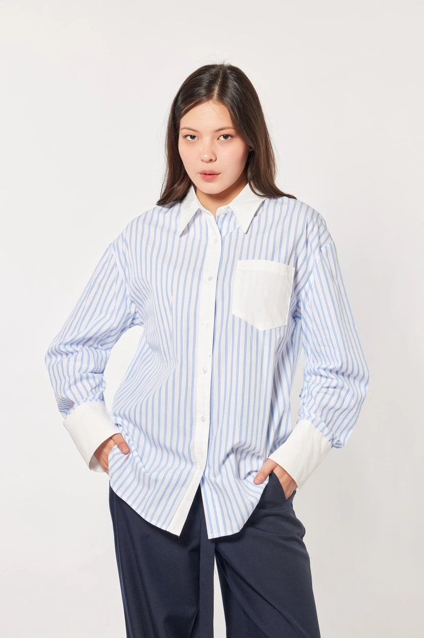Рубашка бело-голубая полоска для женщин 44249-47 66