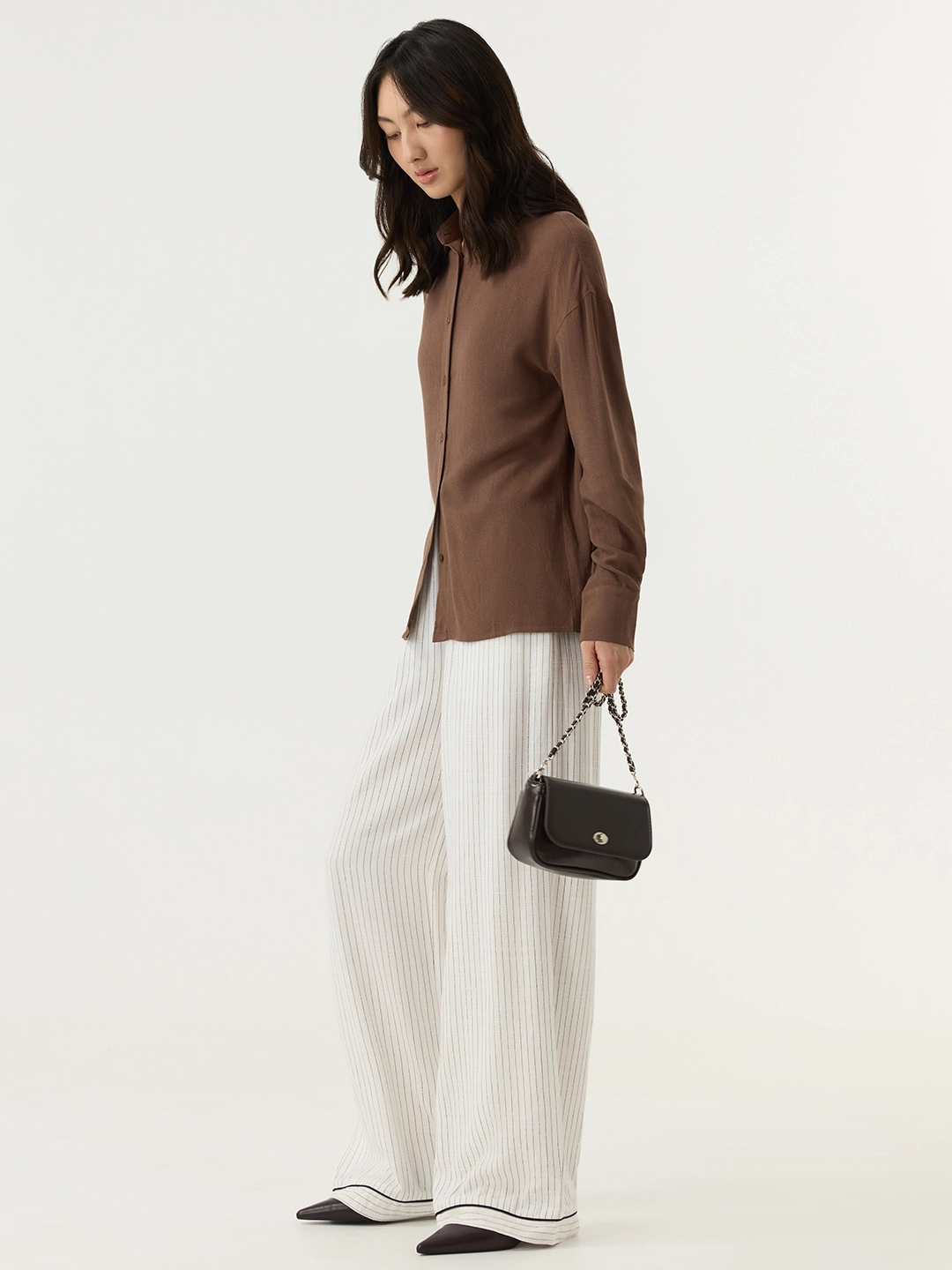 Брюки бело-черная полоска для женщин 48347-46 71