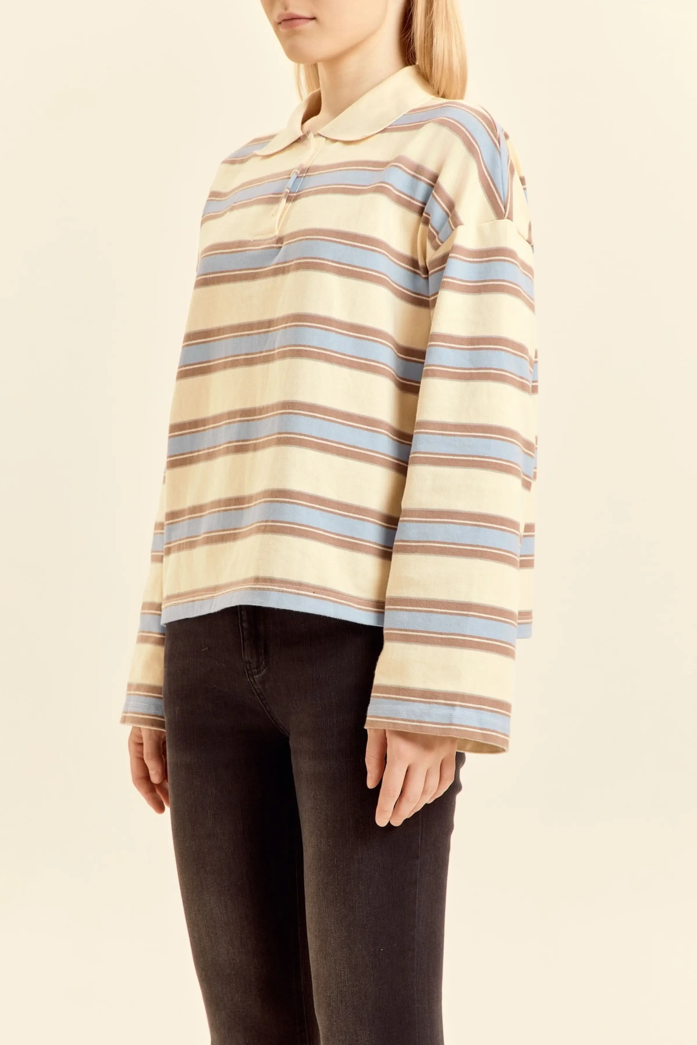 Лонгслив желто-голубая полоска для женщин 46276-216 59