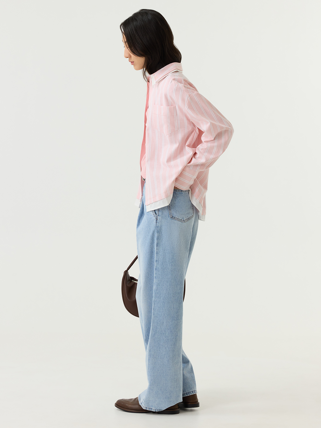 Рубашка бело-розовая полоска для женщин 48250-51 66