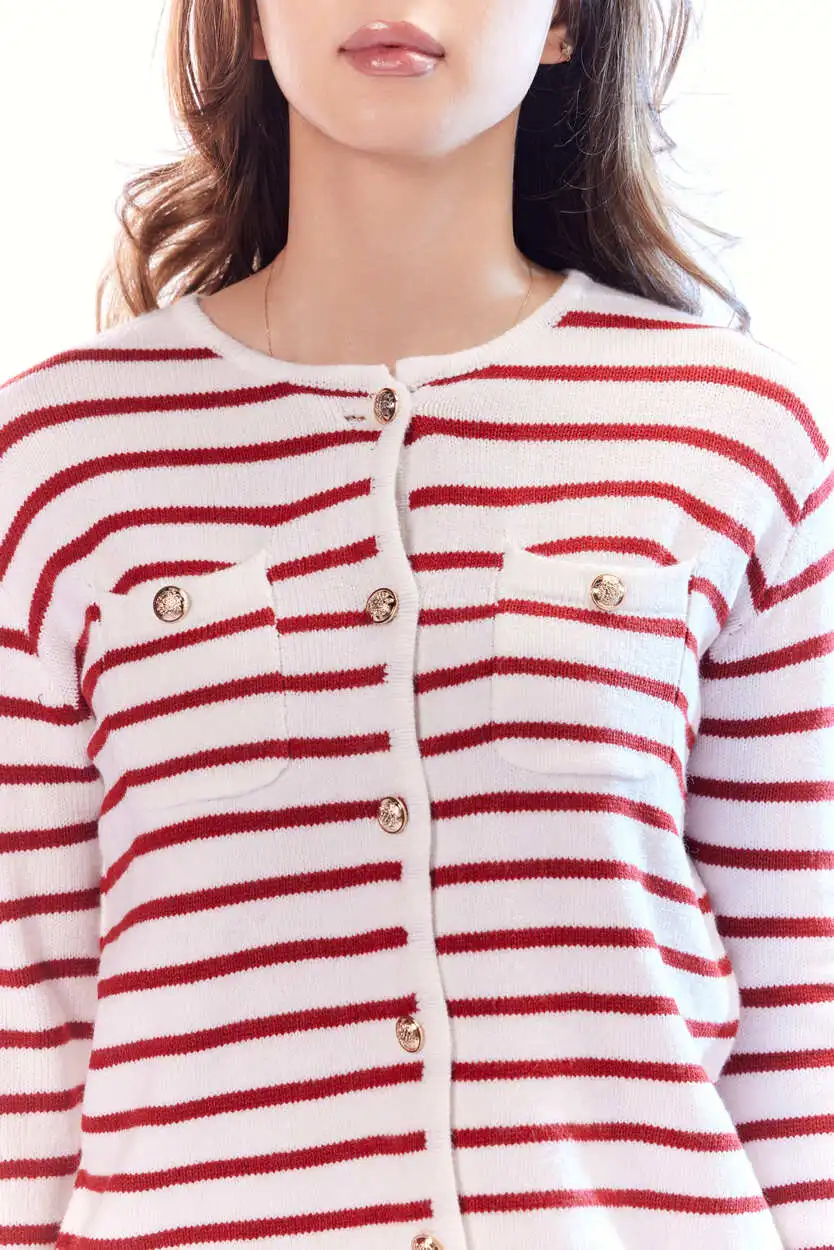 Кардиган бело-красная полоска для женщин 44261-50 50