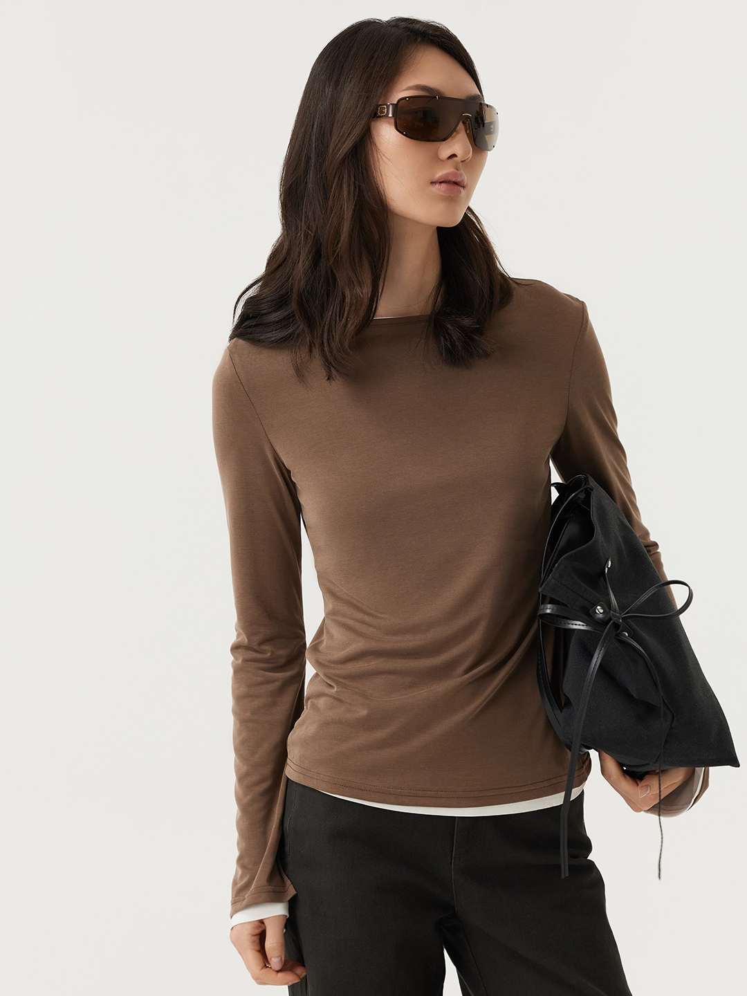 Лонгслив коричневый для женщин 48165-13 59