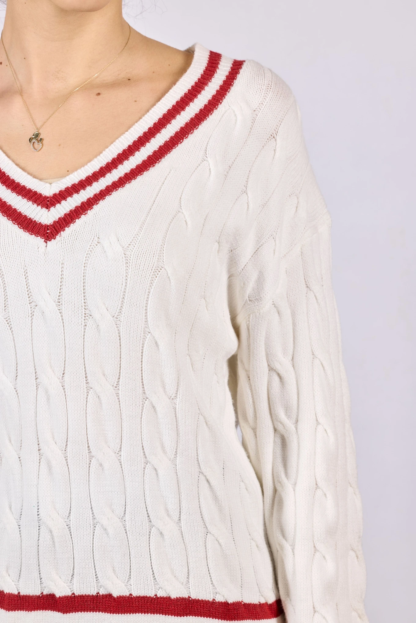Джемпер бело-красная полоска для женщин 44105-50 60