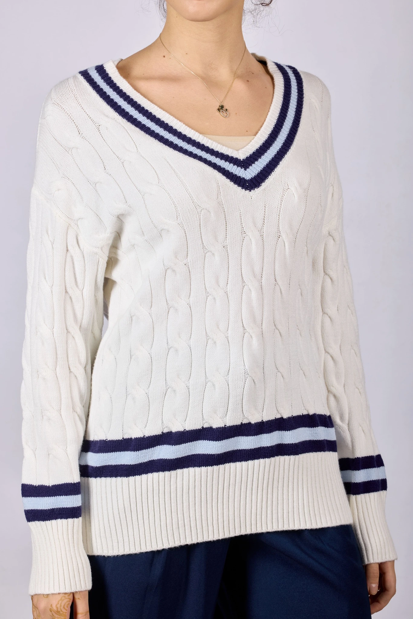 Джемпер бело-синяя полоска для женщин 44105-48 60