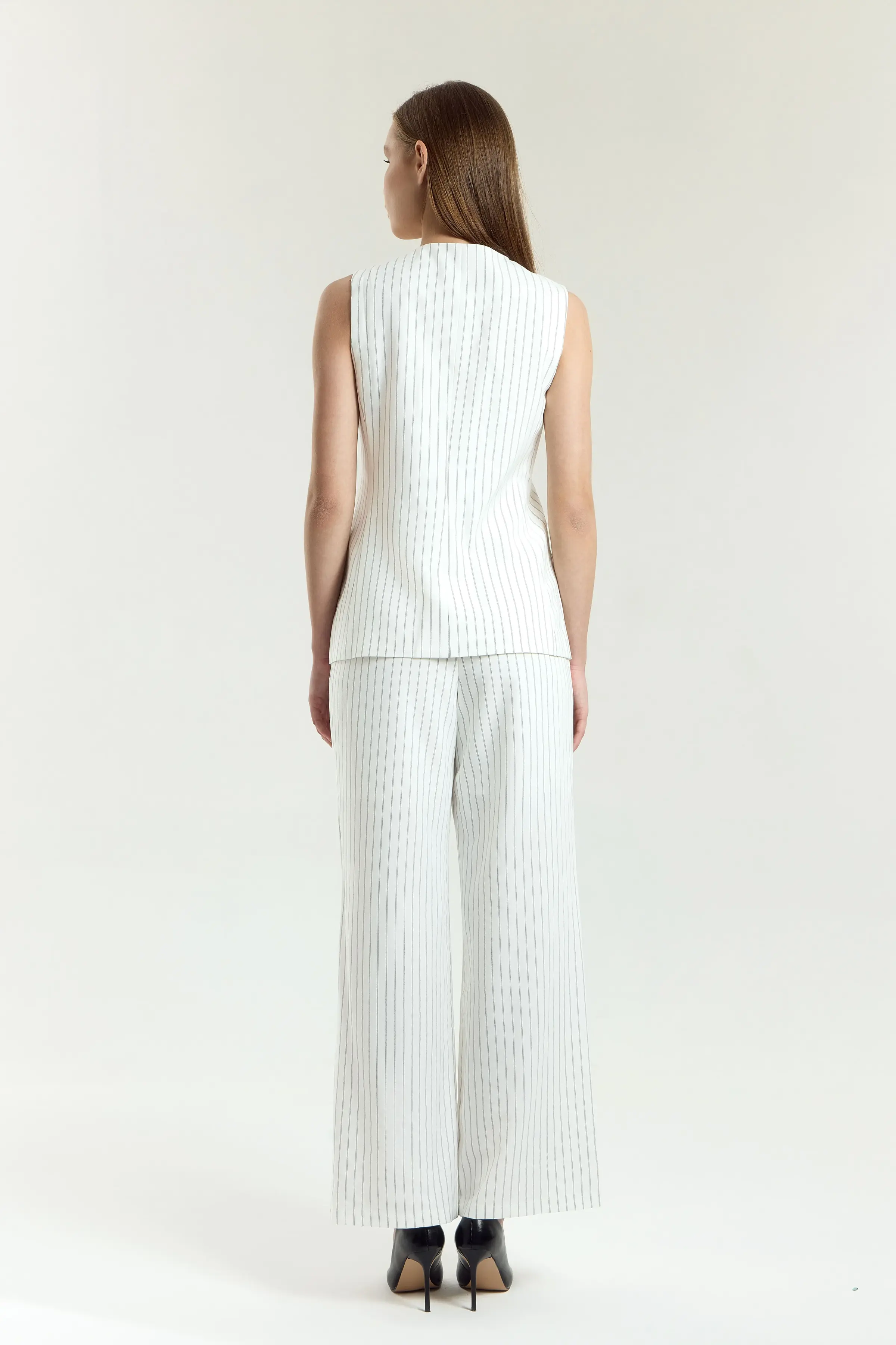 Брюки бело-черная полоска для женщин 45156-46 71