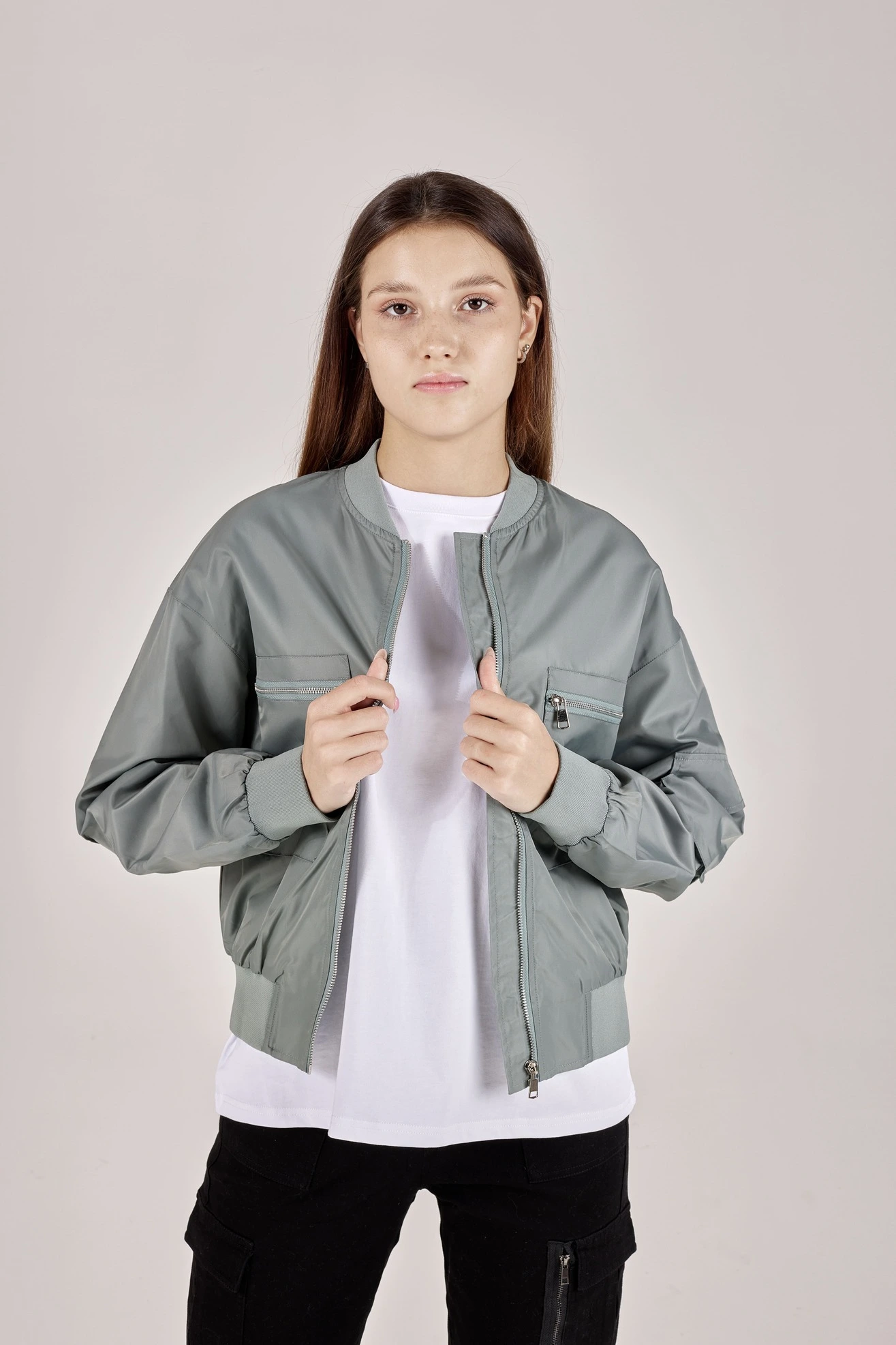 Бомбер зеленый для женщин 351/430/30163-34 70