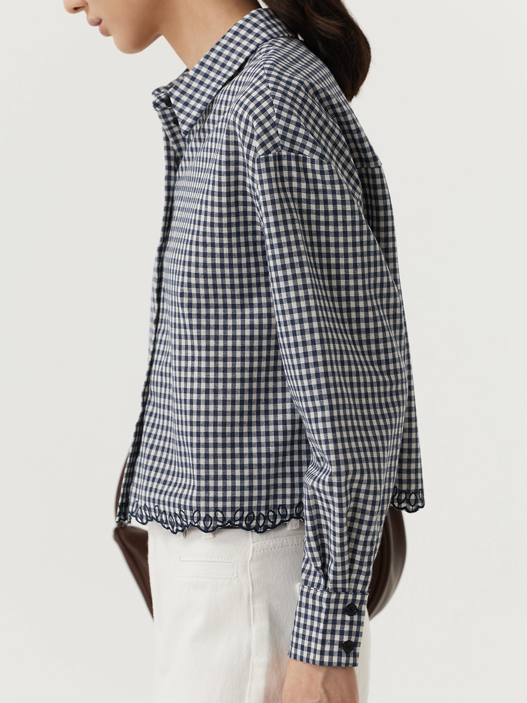Рубашка бело-синяя клетка для женщин 48256-103 66