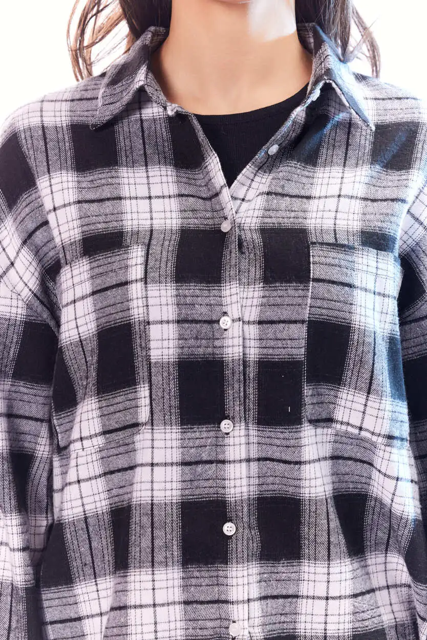 Рубашка черно-белая клетка для женщин 44247-208 66