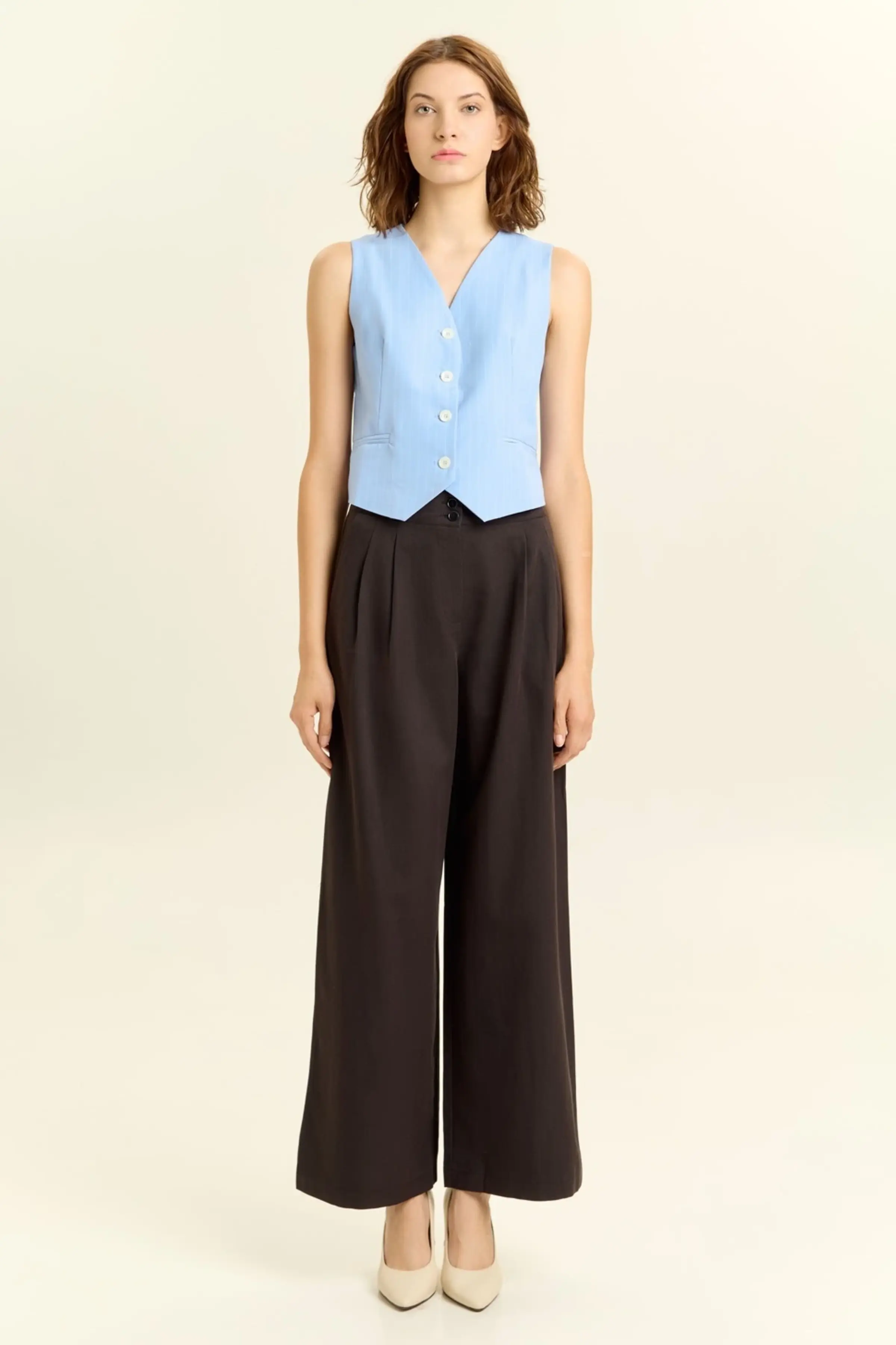 Жилетка бело-голубая полоска для женщин 45108-47 68