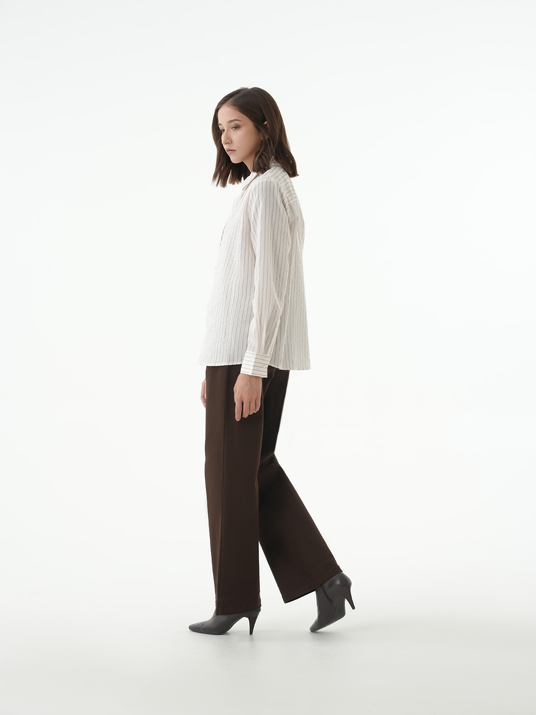 Рубашка айвори в коричневую полоску для женщин 50297-314 66