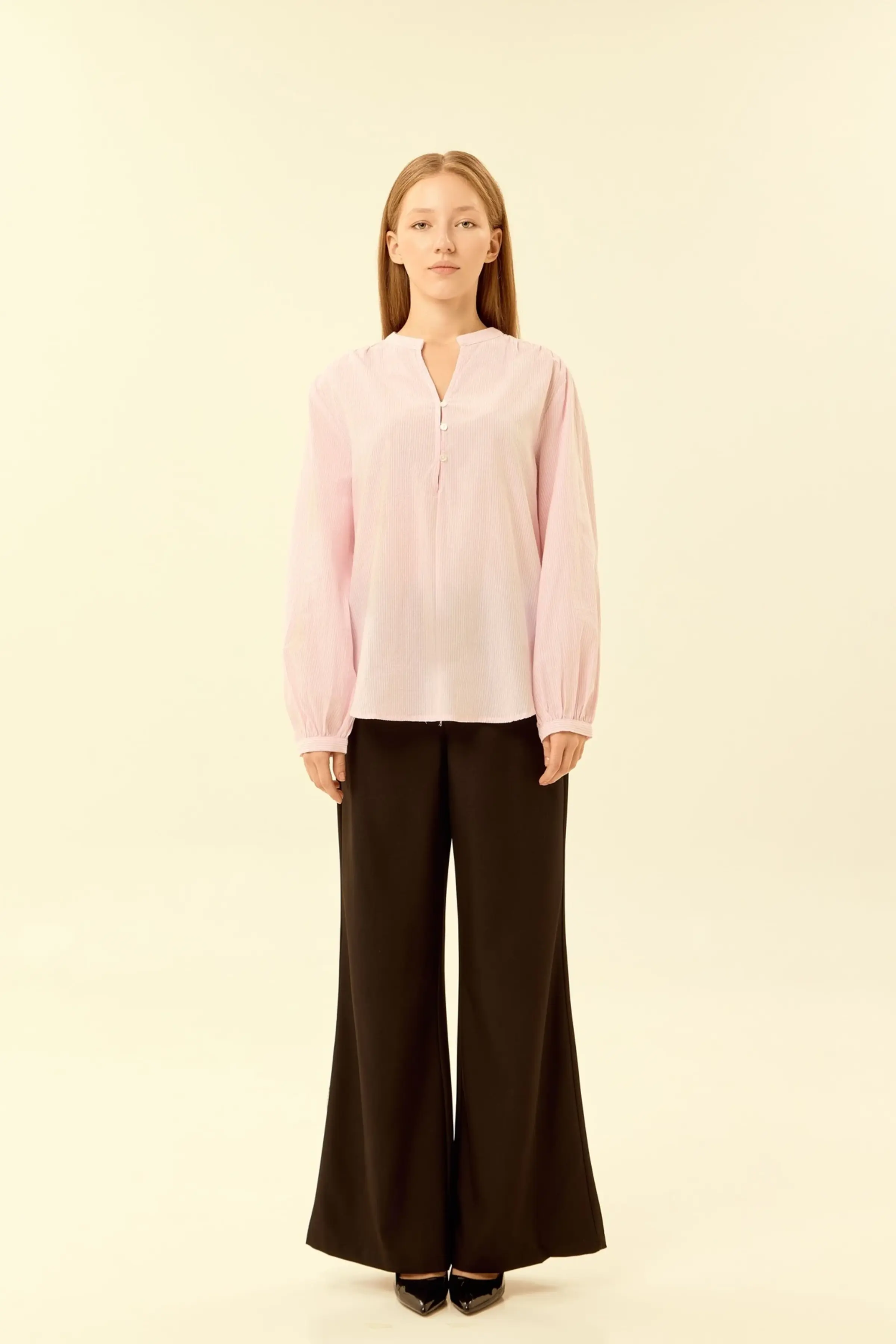 Блузка бело-розовая полоска для женщин 46251-51 28