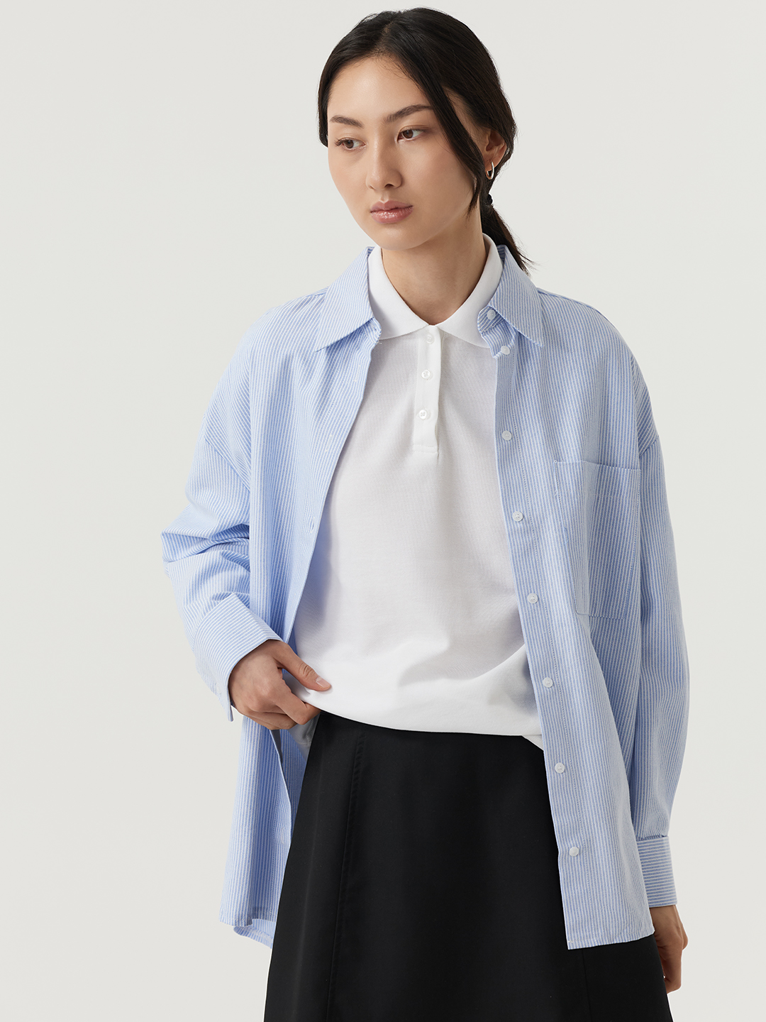 Рубашка бело-голубая полоска для женщин 48344-47 66