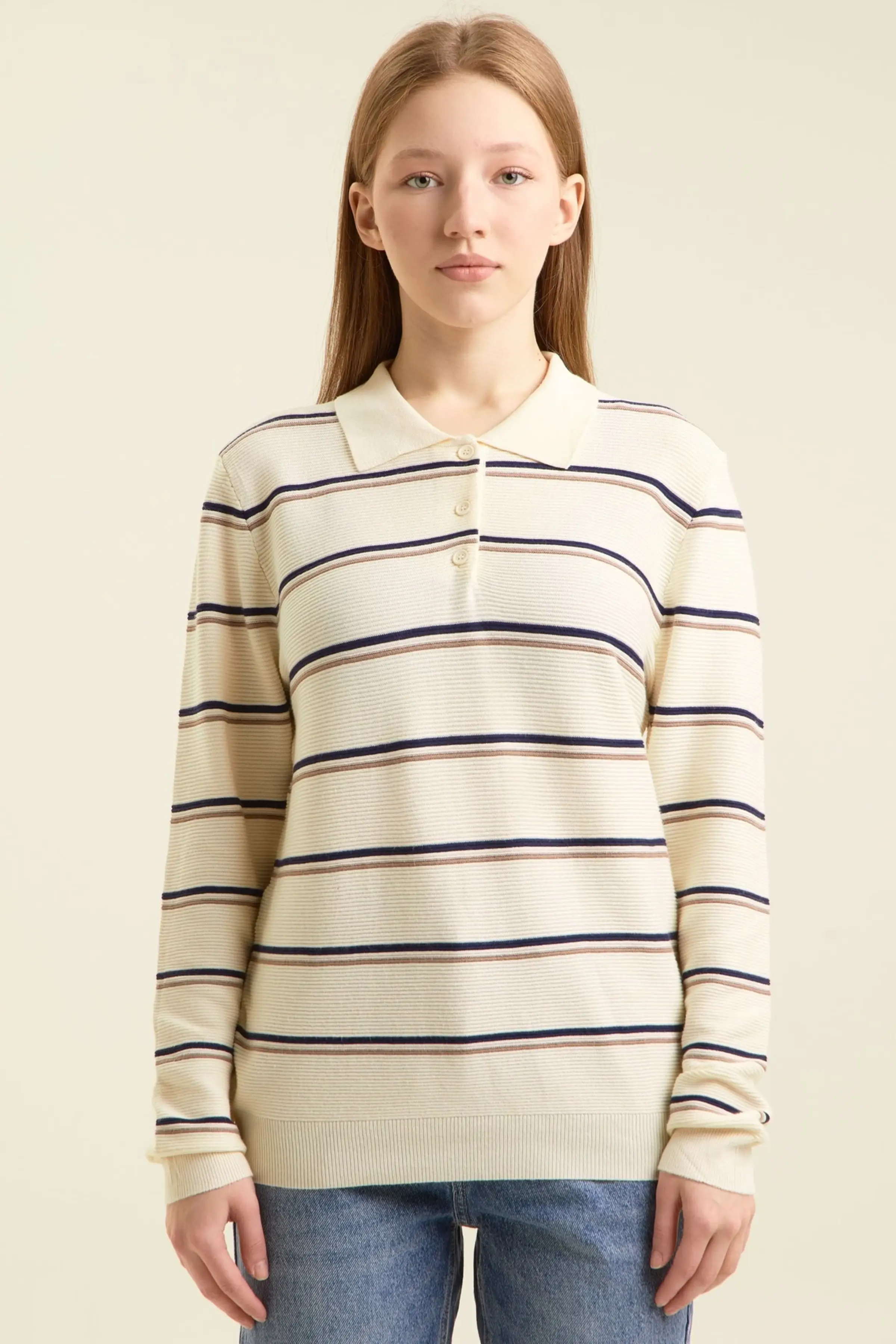 Джемпер сине-бежевая полоска для женщин 47239-296 60