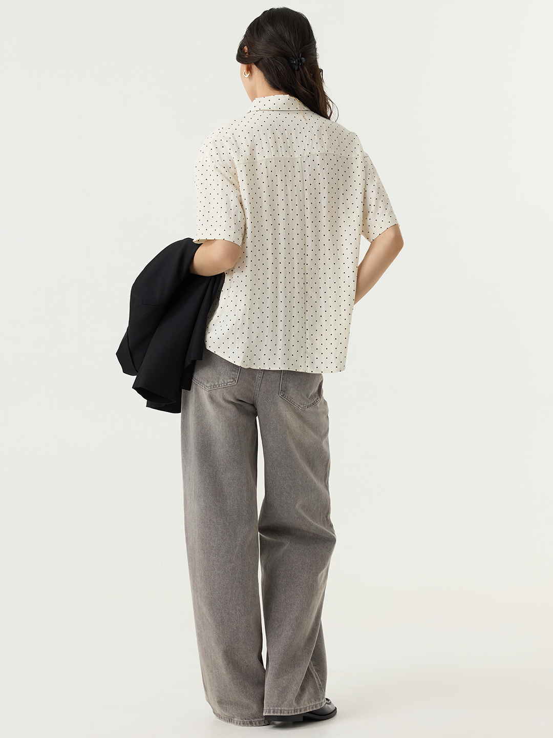 Рубашка белый в черный горошек  для женщин 48303-297 66