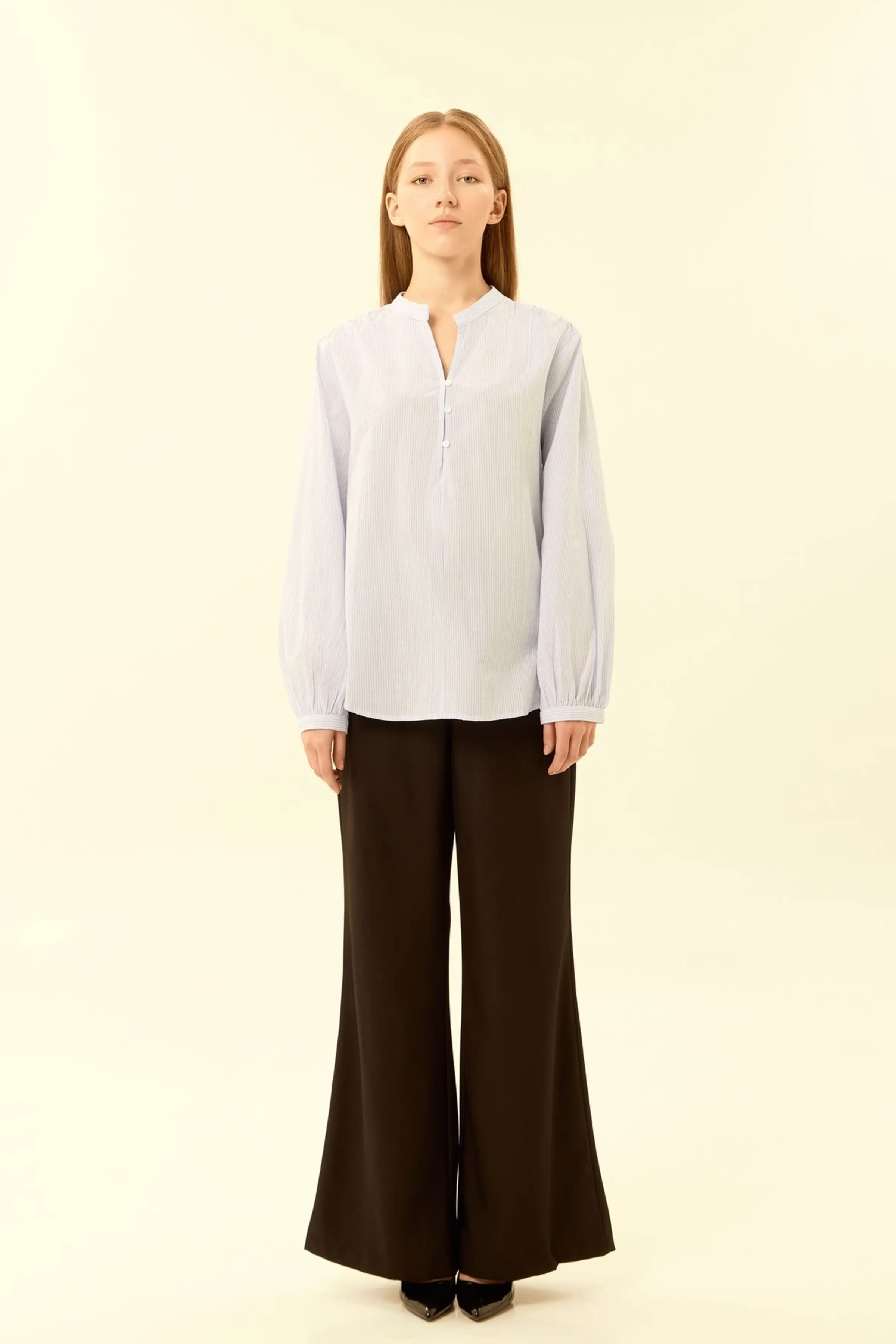 Блузка бело-голубая полоска для женщин 46251-47 28